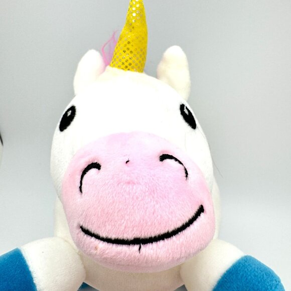 Adventure Planet Plush Unicorn Toy Rainbow Mane Blue Hooves Soft & Cuddly - Picture 2 of 9